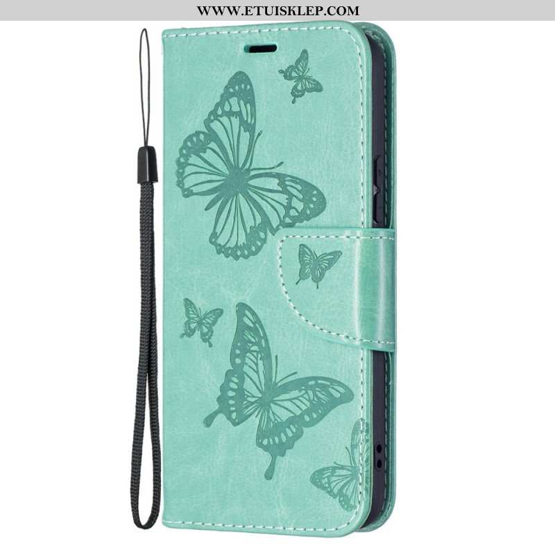 Etui Folio do Samsung Galaxy S22 5G Motyle W Locie Z Smyczą